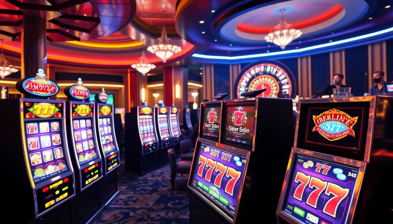Exciting gameplay at slot 777 machines in a vibrant casino setting.