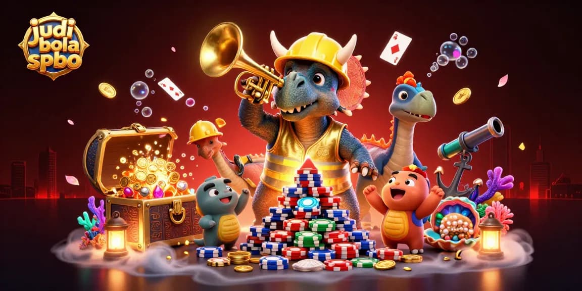 Engage in judi bola spbo action with vibrant characters celebrating a betting victory amidst dynamic casino elements.