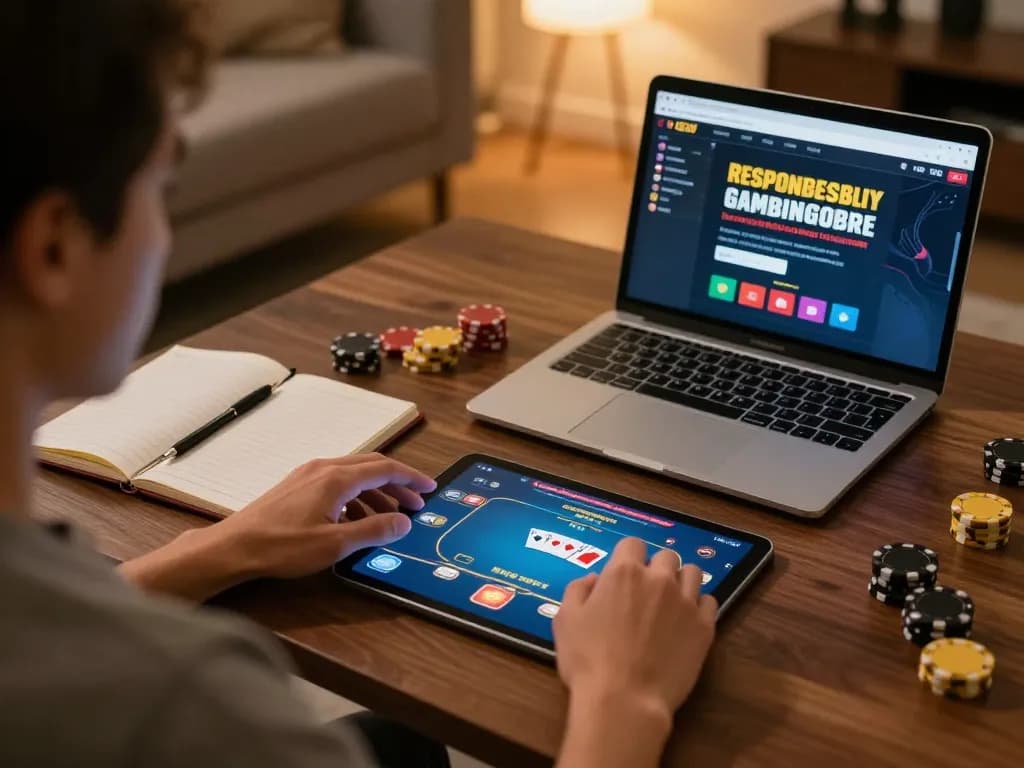 Playing poker on the tablet while enjoying a responsible gaming experience at home with kkwin.