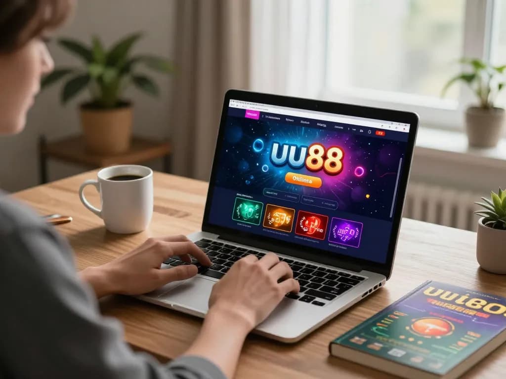 Play exciting games at uu88 online casino from a cozy home setup with a laptop and strategic notes.