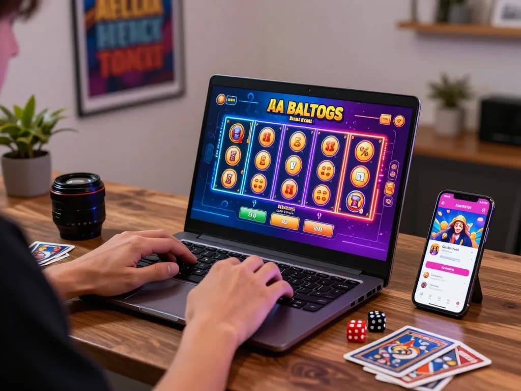 BANTAITOGEL ~ Login Situs Bandar Toto Togel Online & Link Toto Slot Online Terpercaya Hari Ini, showcasing an engaging online gaming experience with colorful graphics and gaming accessories.
