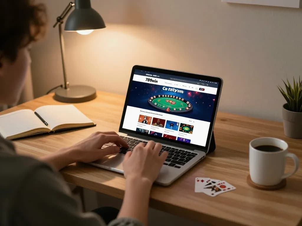 Engage with the exciting 789win link for online gambling on a tablet, showcasing vibrant poker gameplay.