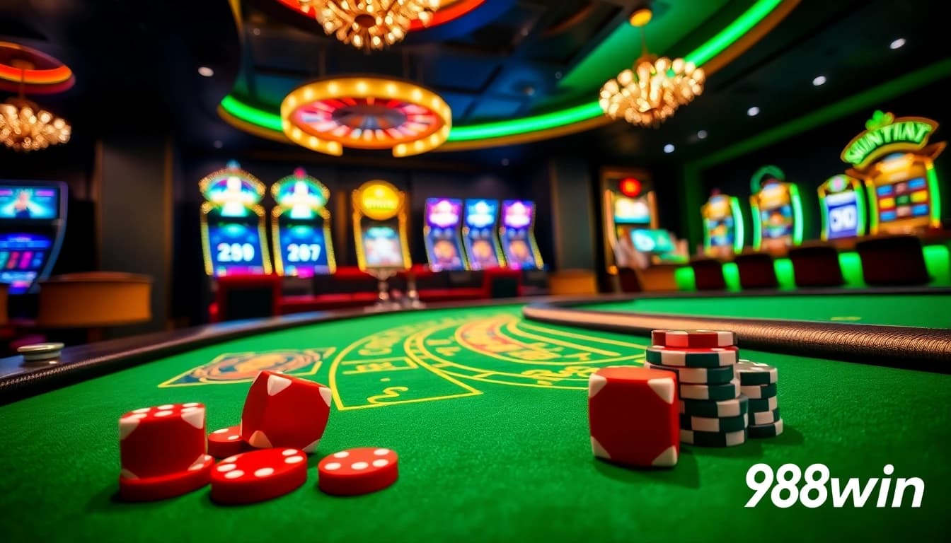 98win poker table with vibrant chips and roulette wheel exuding luxury and excitement.