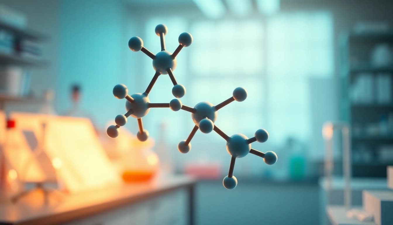 NAD+ molecular structure showcased in a modern laboratory setting, emphasizing scientific vitality.