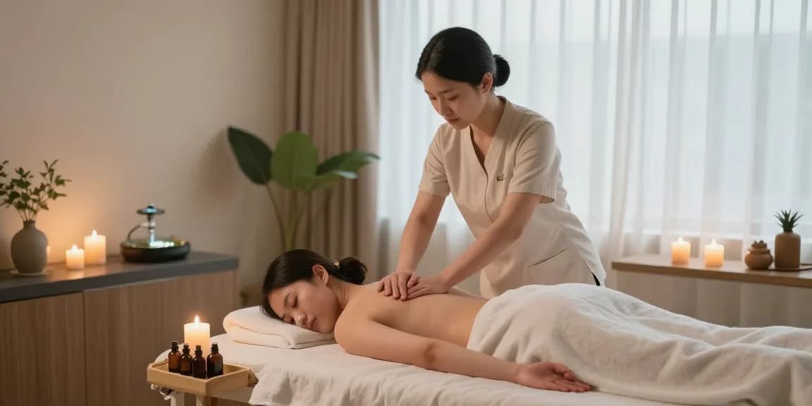 아늑한 1인샵 마사지 공간에서 스웨디시 마사지 받는 고객 모습
