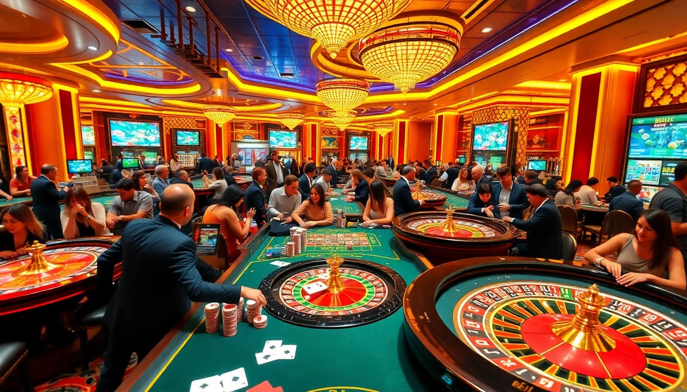 Engage with BDJL in a lively casino atmosphere featuring dynamic gaming tables and enthusiastic players.