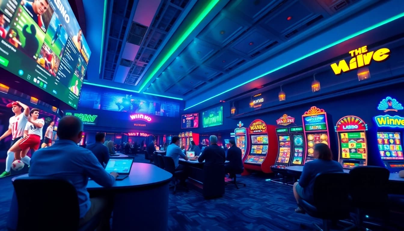 Winvn bet online gambling platform showcasing sports, live casino, and vibrant slots.