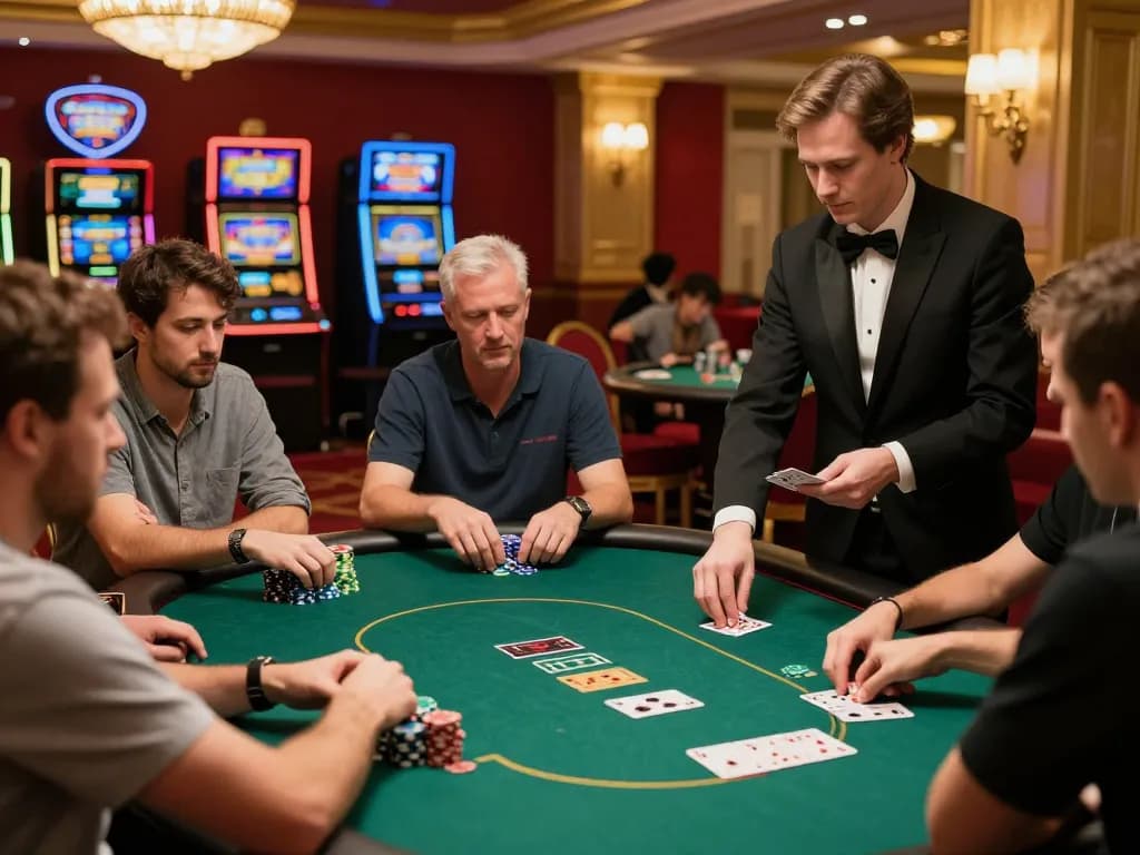 Players engaging at a poker table in a luxury casino at https://n188.build/, showcasing excitement and strategic gameplay.