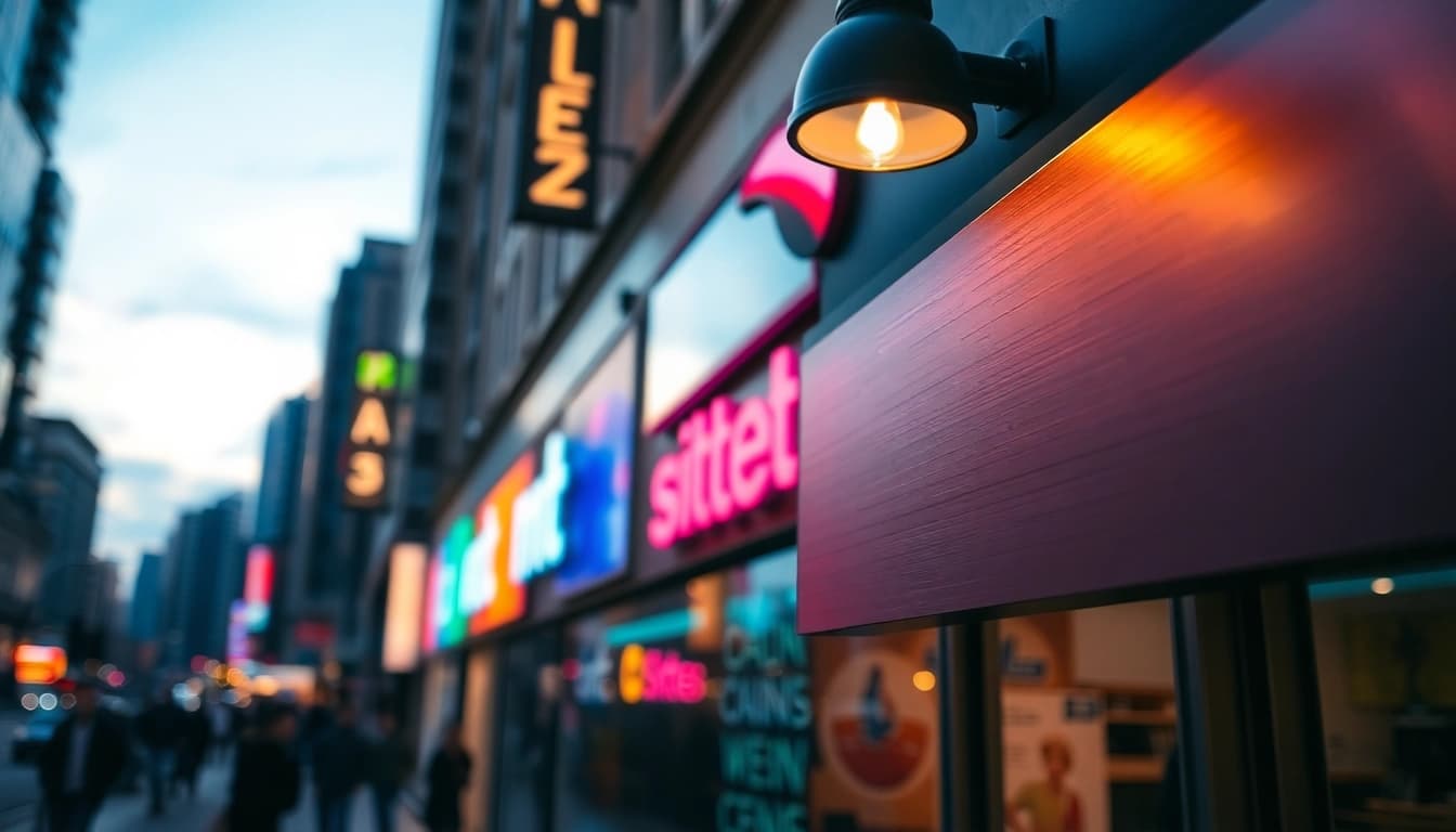 Engaging sign design showcased in an urban environment, highlighting modern aesthetics.