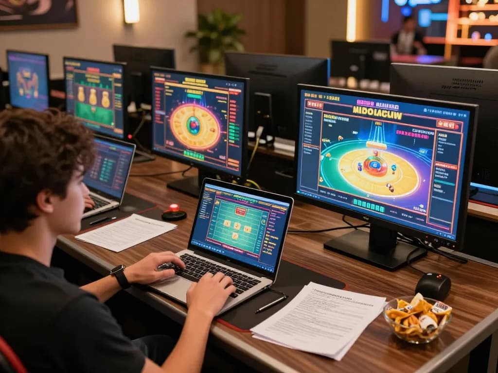 Player enjoying an exciting gaming session at 79kingvnc online casino, engaging with multiple screens.