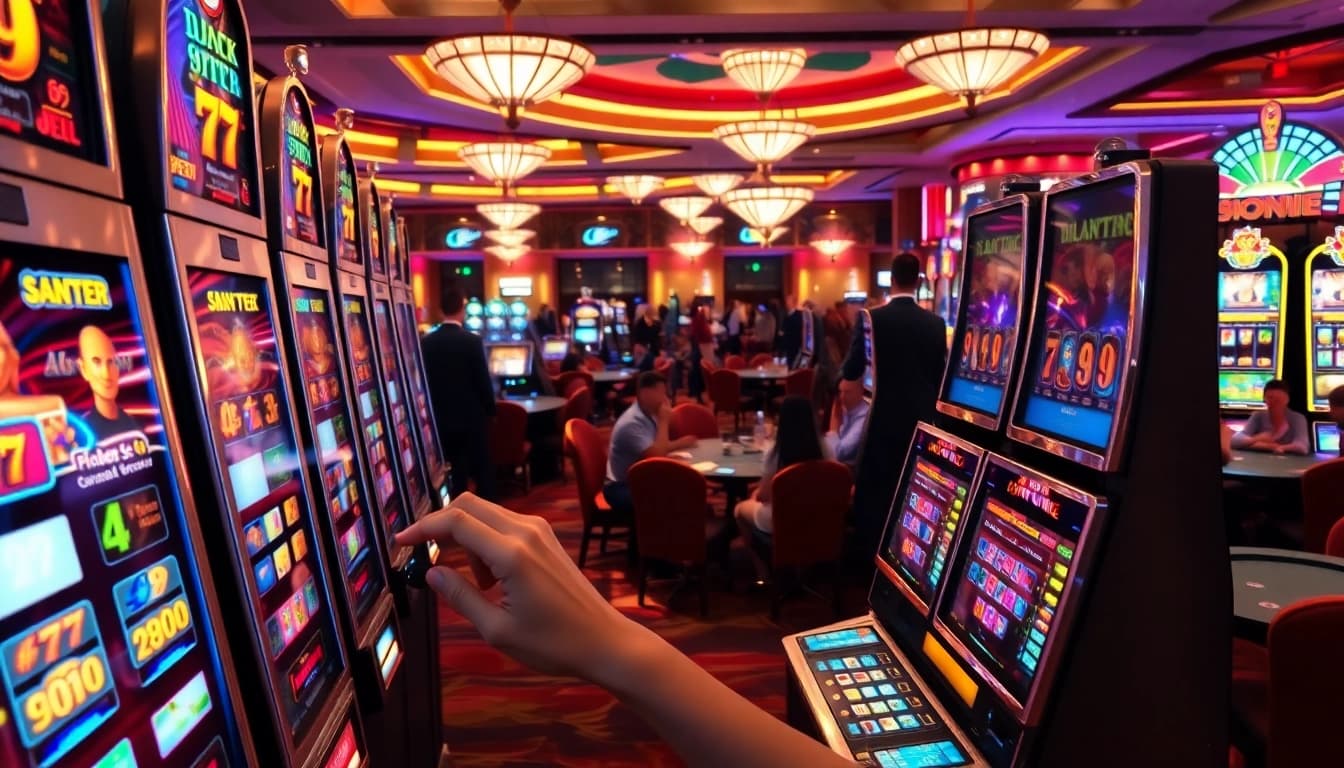 Menggandeng taruhan interwin pada mesin slot yang mencolok dan memikat di kasino.