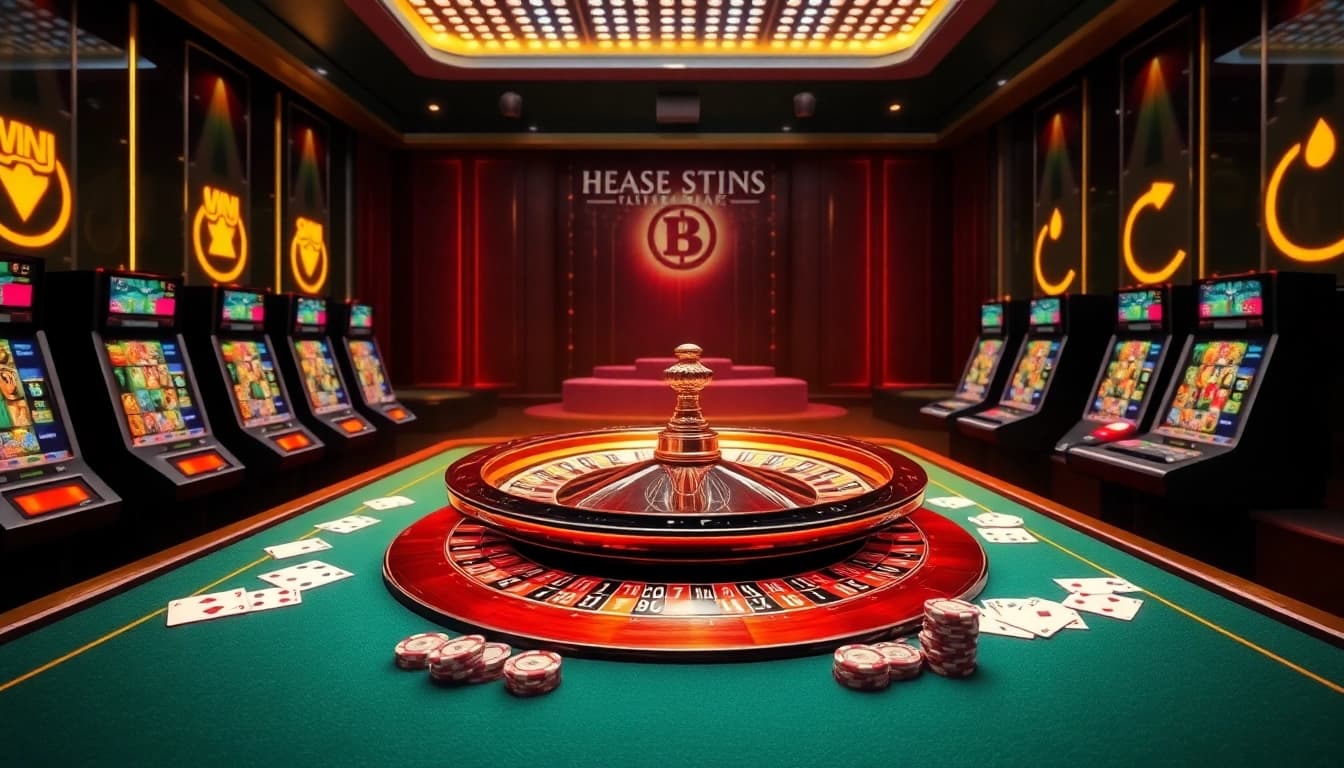 Joueurs vivant des moments palpitants dans un environnement luxueux de casino en ligne avec des machines à sous vibrantes.