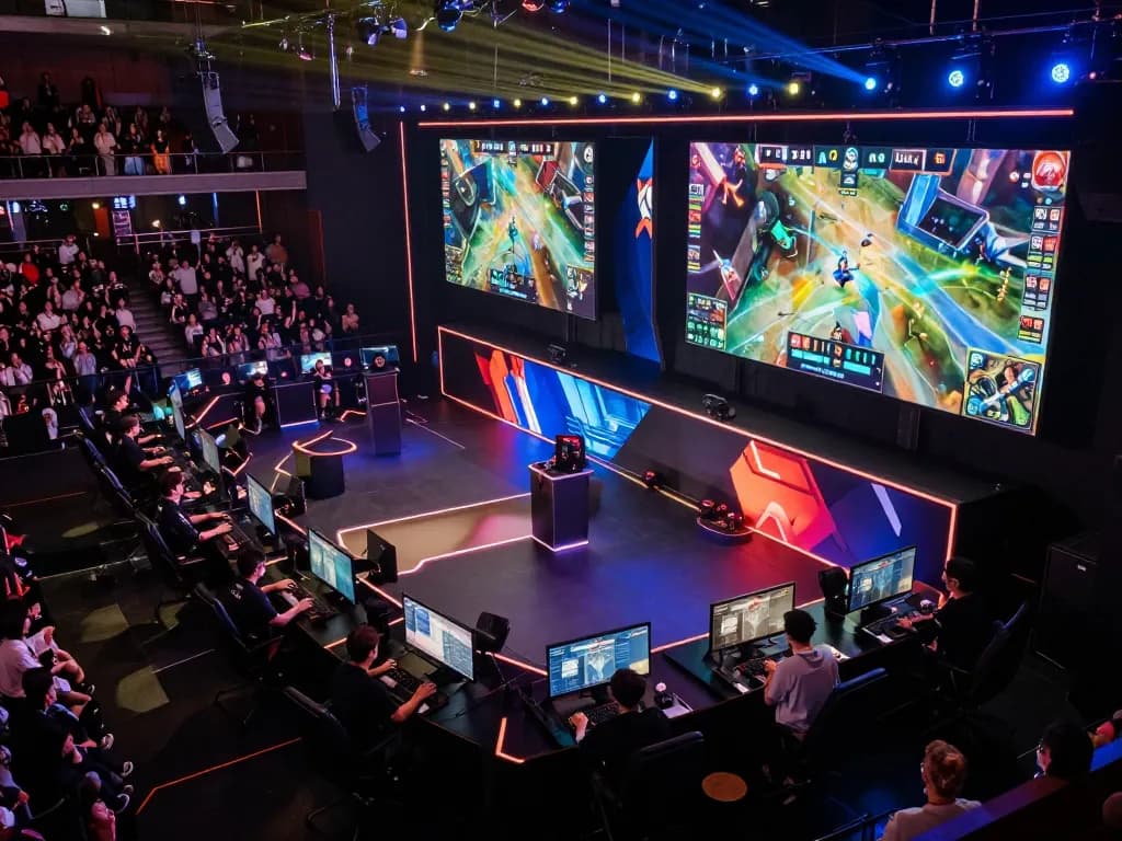 Experience okwintv trực tiếp with professional esports teams competing in a vibrant arena atmosphere.