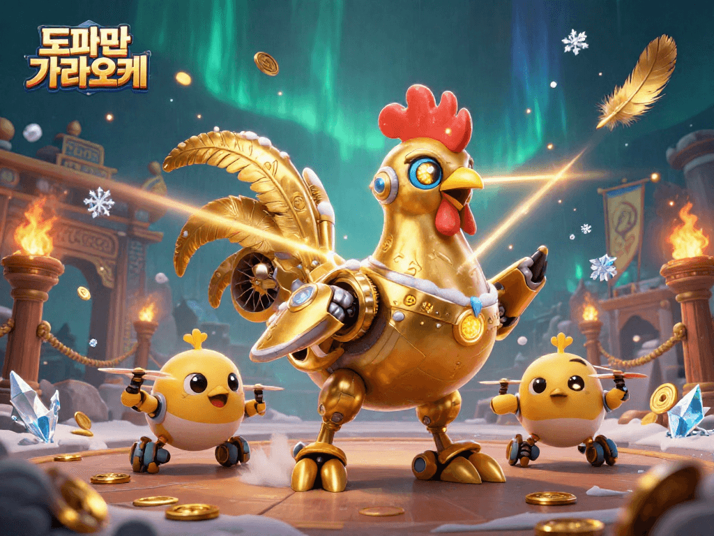 도파민 가라오케에서 즐기는 각종 게임과 화려한 깃털이 펼쳐진 장면