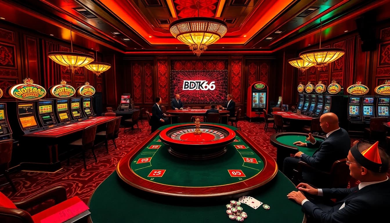 Engaging casino scene showcasing BDTK66 chips at a vibrant roulette table.