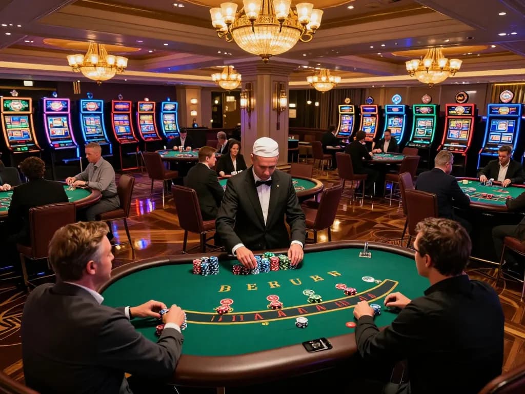 Players engaging in thrilling blackjack games at 3Win's luxurious casino, highlighting excitement and strategy.