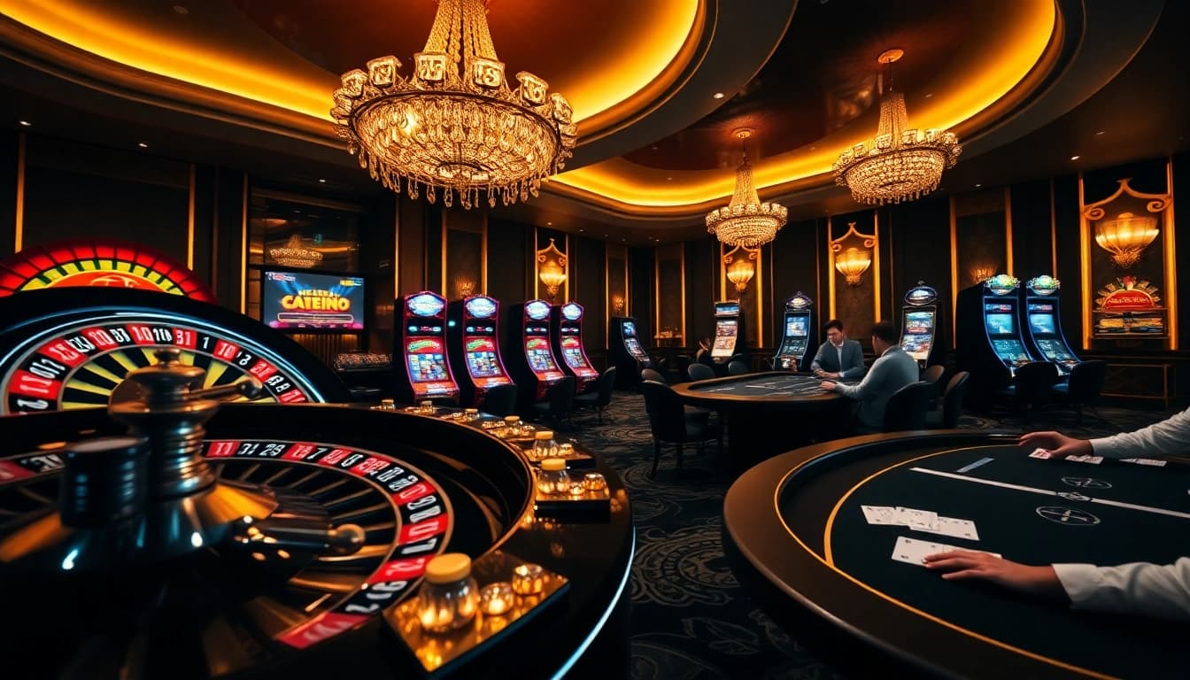 Vivez l'excitation du casino en ligne avec des machines à sous vibrantes et des tables de poker élégantes.