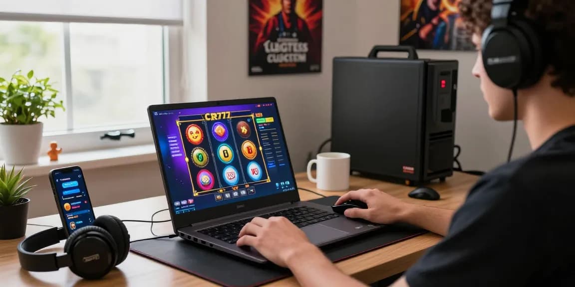 Sesi bermain slot online CR777 dengan fokus pada pemain, menunjukkan pengalaman bermain yang dinamis dan modern.