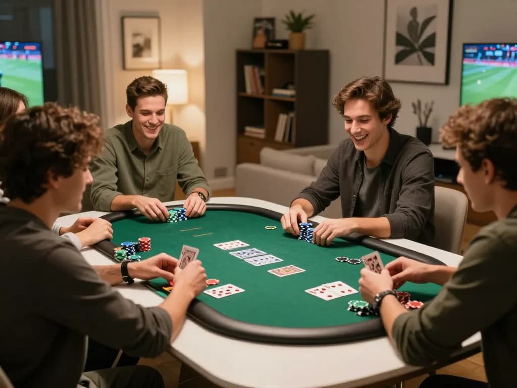 M88 cá cược trực tuyến đêm poker với bạn bè thưởng thức một trò chơi chiến lược và những chiếc chip đầy màu sắc