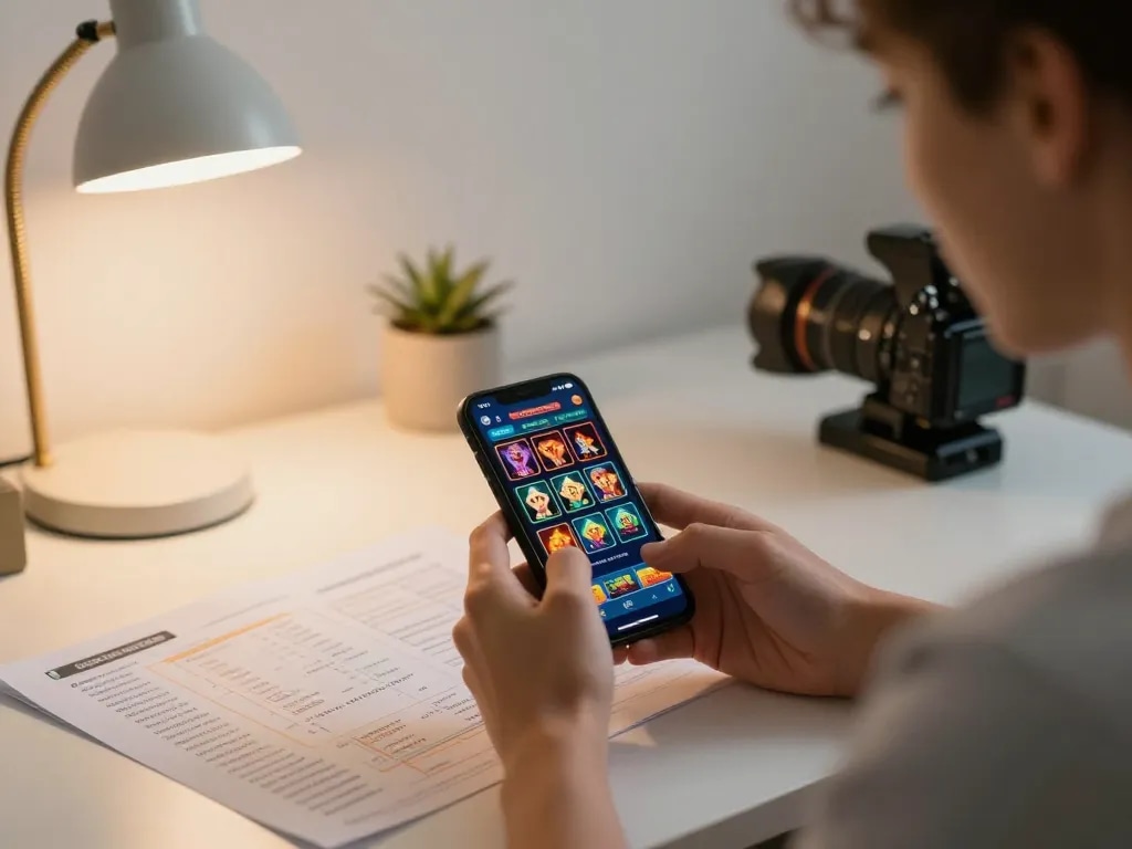 Engaging moment with vt88 mobile casino app showcasing gameplay strategy and user focus on responsible gambling.