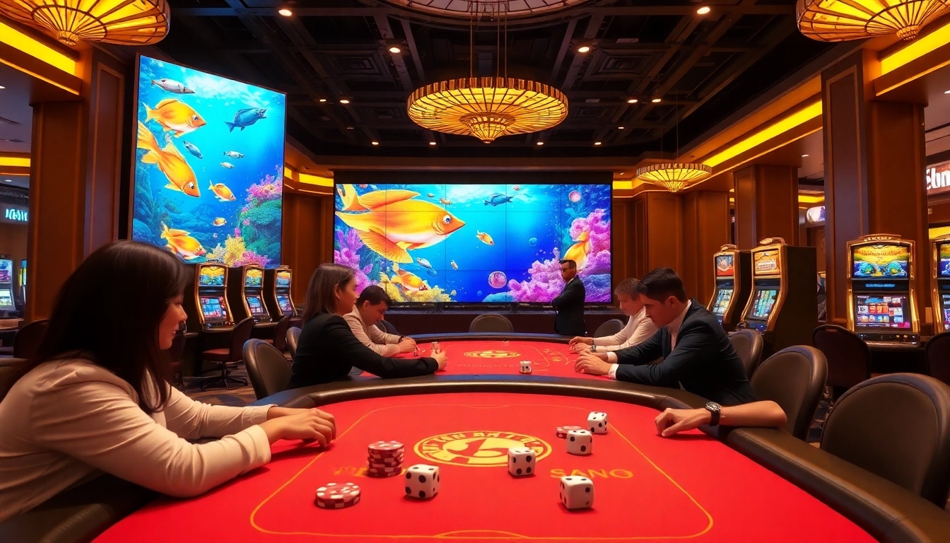 bắn cá đổi thưởng game action and excitement in a luxurious casino setting