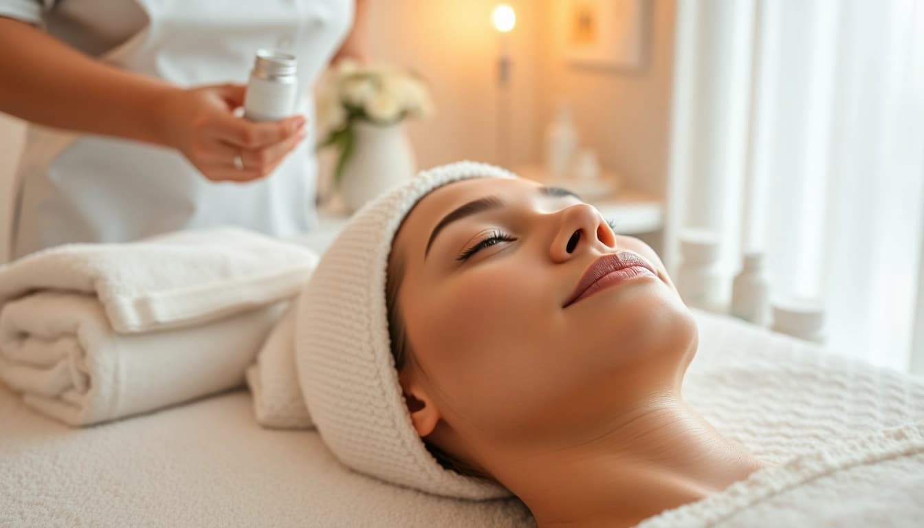 Enjoy a rejuvenating waxing and facial near me, featuring a serene spa treatment environment.