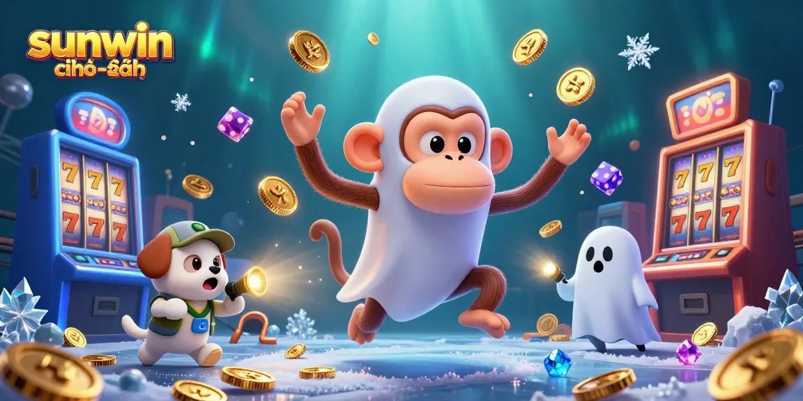 Experience the thrilling charm of sunwin chính hãng as a mischievous monkey juggles golden casino elements.