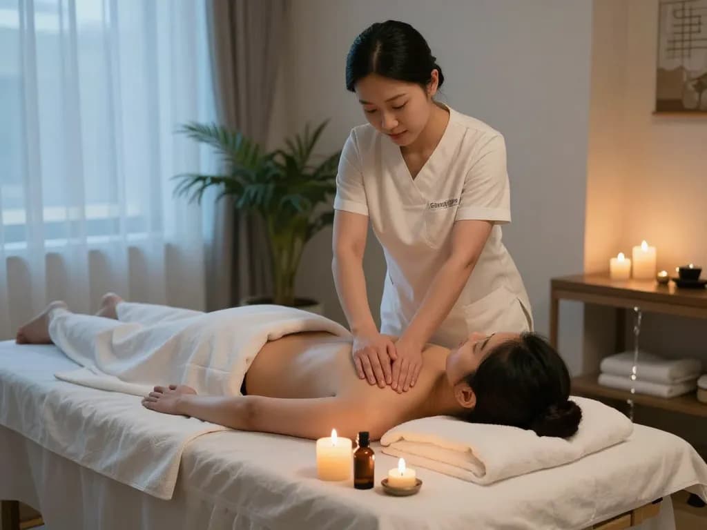 Samsungdong massage therapy in a calming spa setting with essential oils and peaceful decor.