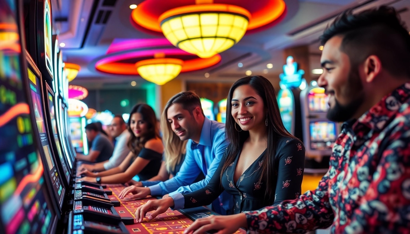 Highlighting dynamic players at a Non gamstop Casino Uk, featuring vibrant games and engaging atmosphere.