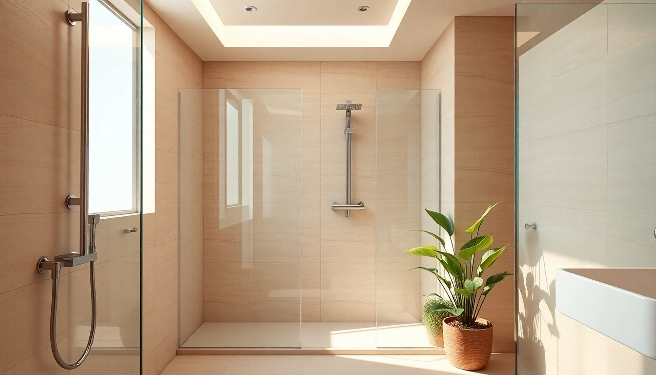 Experience elegant showers featuring minimalist design and natural lighting.