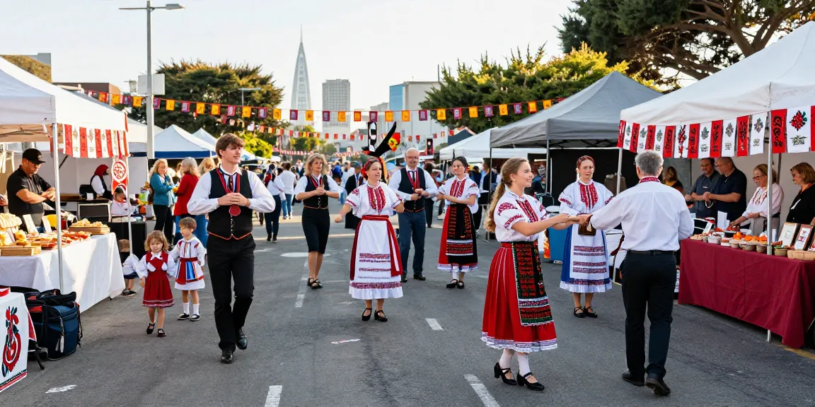 Polish community celebrating heritage at a festival in San Francisco through music and dance at https://www.sfpol.com/.
