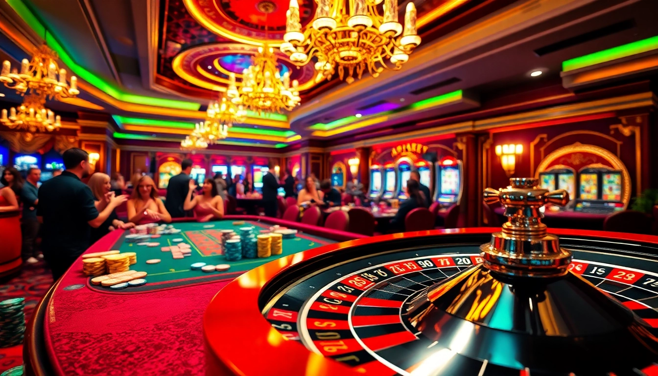 Players experiencing the excitement of aresgacor at an extravagant roulette table in a luxurious casino.