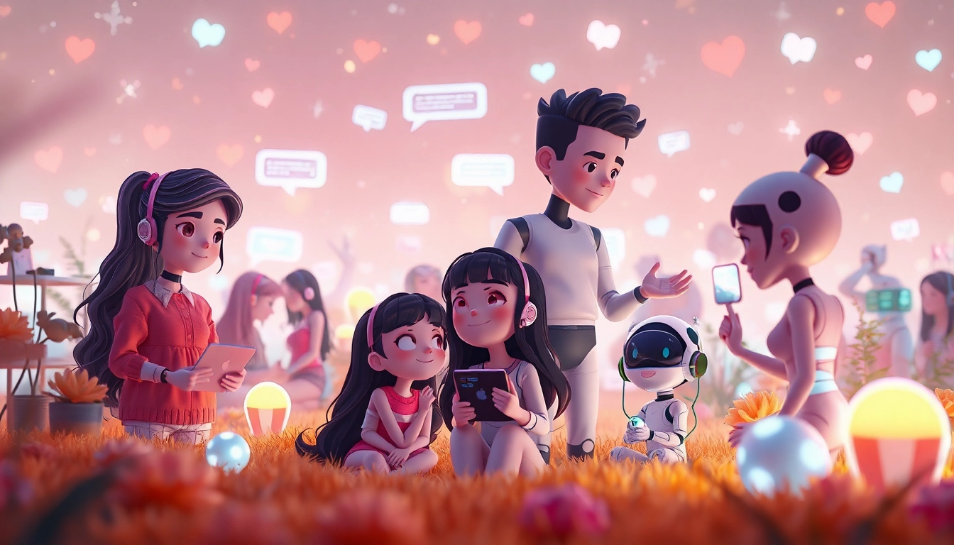 NSFW AI characters in playful interactions, showcasing vibrant digital companionship.