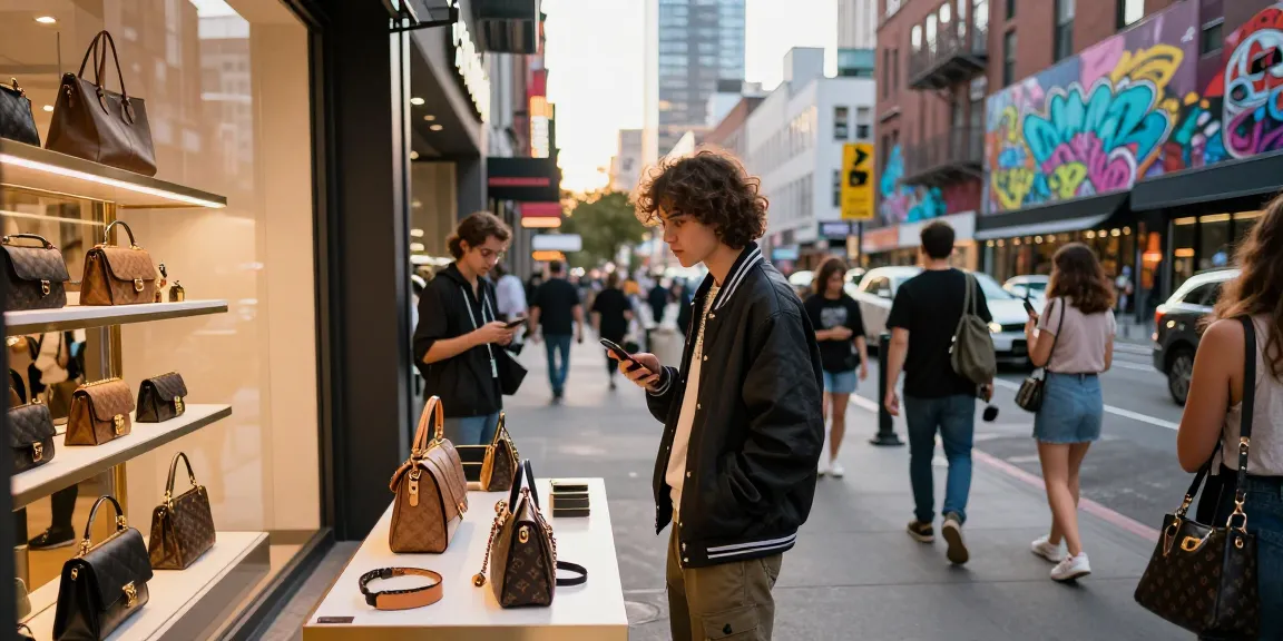 Shopping experience at a 레플리카 쇼핑몰 featuring stylish replicas in an urban setting.