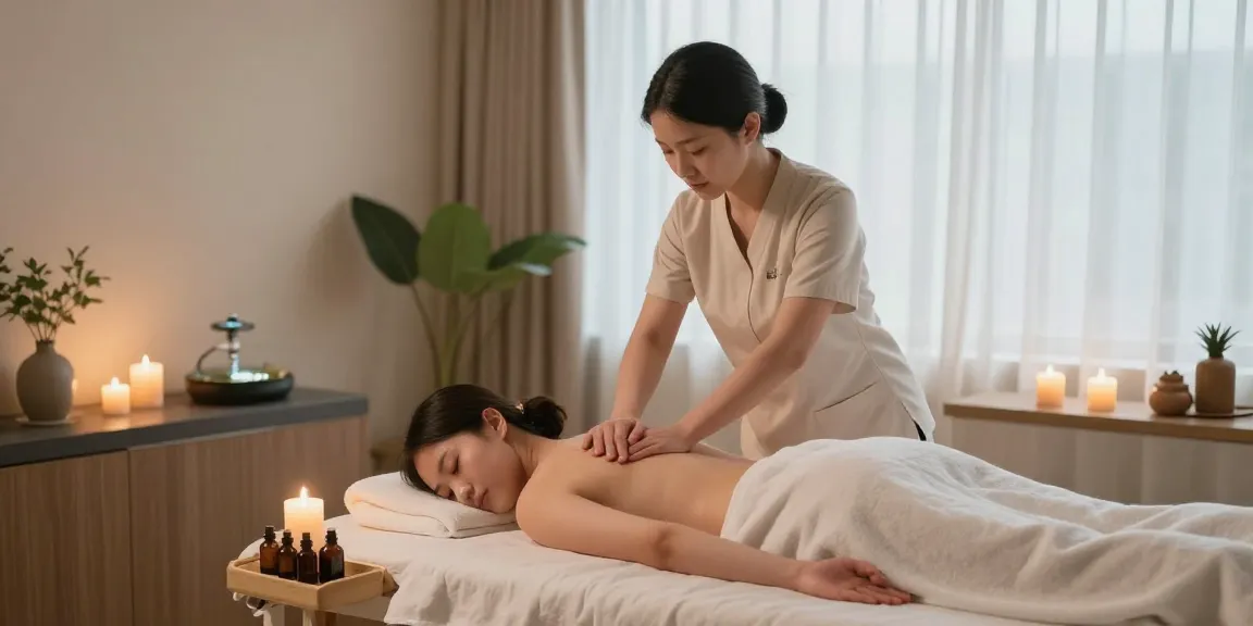 아늑한 1인샵 마사지 공간에서 스웨디시 마사지 받는 고객 모습