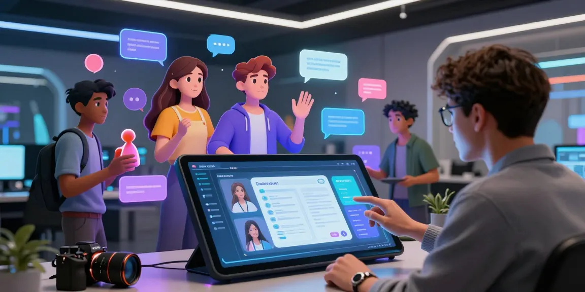Engaging with Crushon IA animated characters in a vibrant digital workspace.
