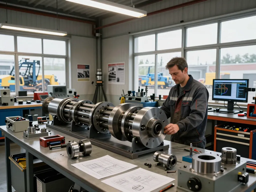 Inspectând arcuri torsiune într-un atelier de industrie grea cu unelte de inginerie.