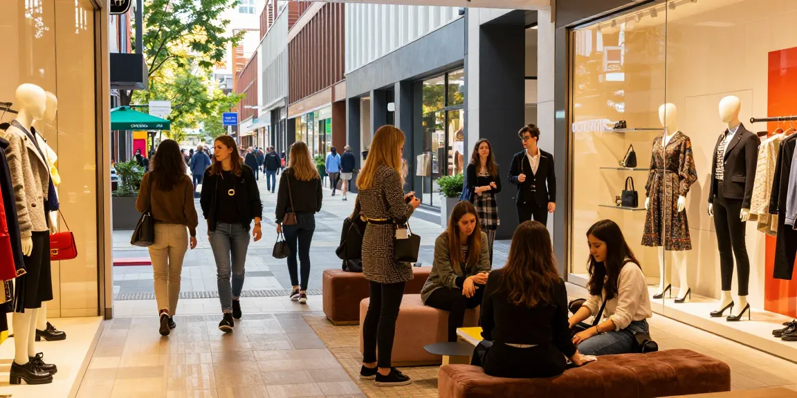 Stylish shoppers exploring high-quality 레플리카 fashion items in an urban boutique environment.