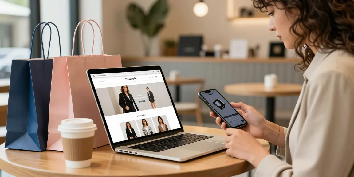 Individual browsing https://shs-dome5.com/ for luxury replicas in a modern café.