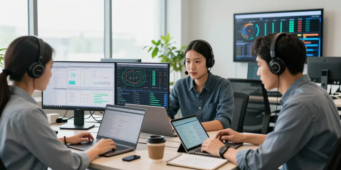 Small business IT support London team collaborating in a modern office, showcasing expert solutions and technology.