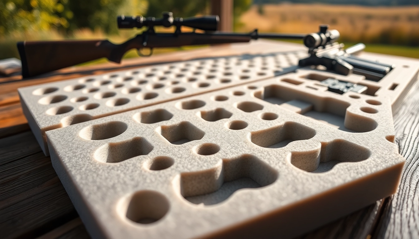 Foam for rifle case showcasing precision compartments for rifles and accessories.