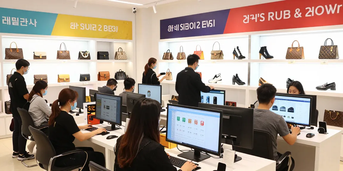 High-quality 레플리카 fashion products displayed in a vibrant online shopping environment with customers engaging