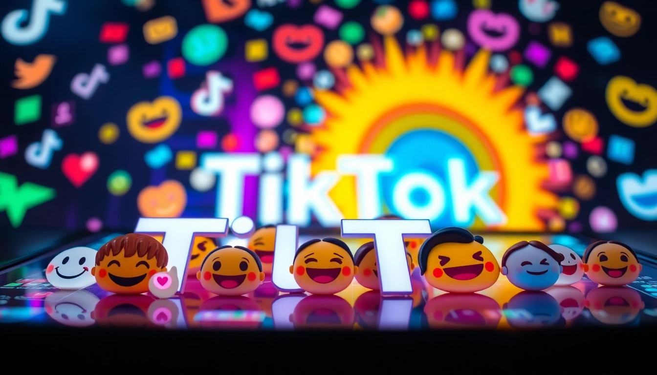 Showcasing vibrant TikTok emojis in a dynamic social media setting.