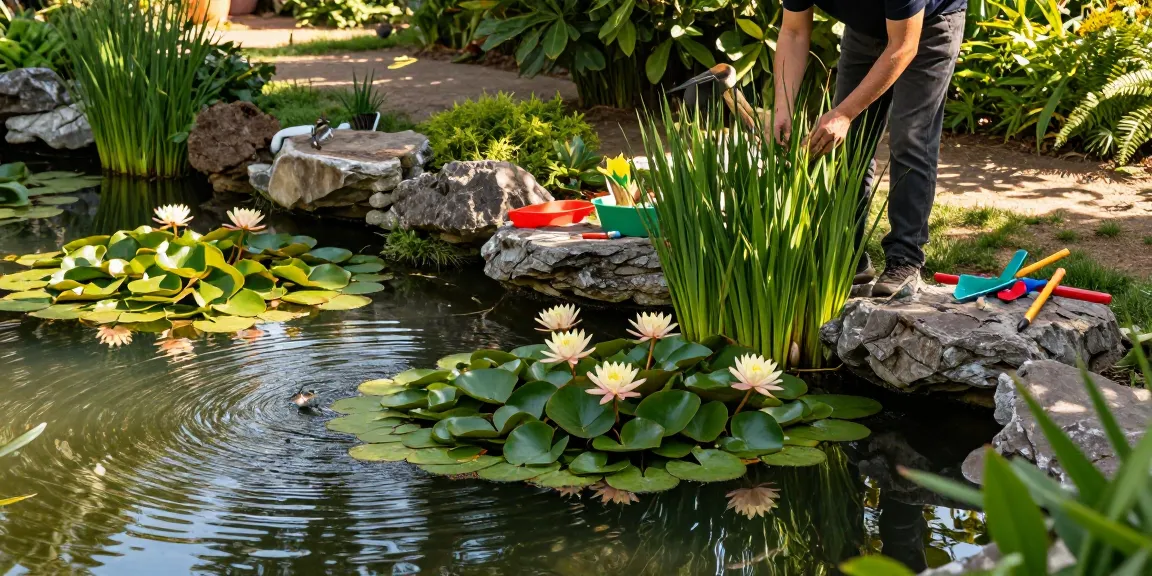 Buy Water Lilies in a tranquil garden setting with colorful blooms and a serene pond.