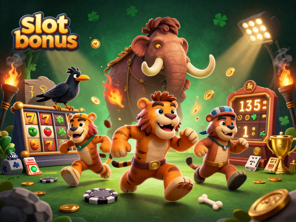 Experience thrilling slot bonuses with a vibrant casino scene filled with action.