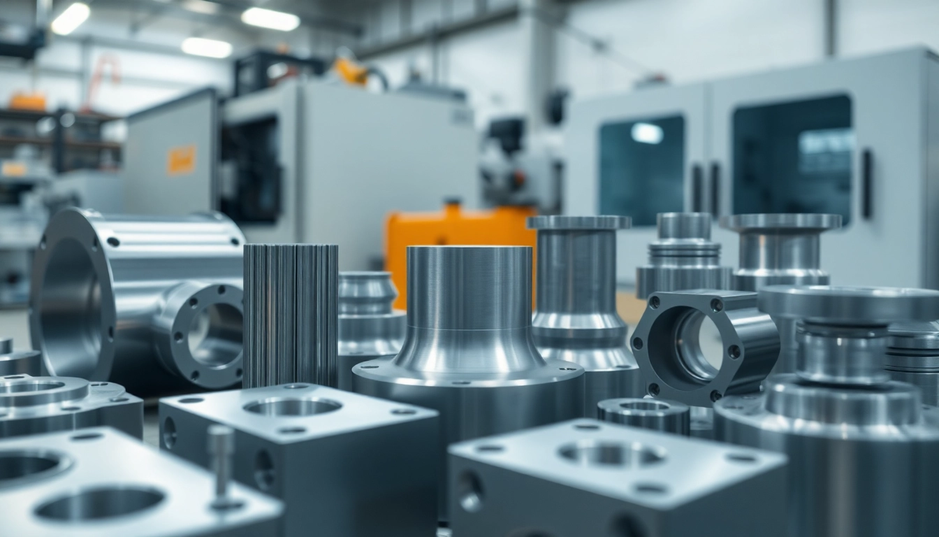 Showcase of aluminum prototypes highlighting precision and quality in an industrial setting.