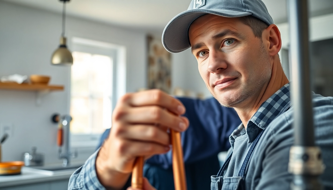 Engaged professional offering whole house repiping services Clearwater FL in a modern kitchen.