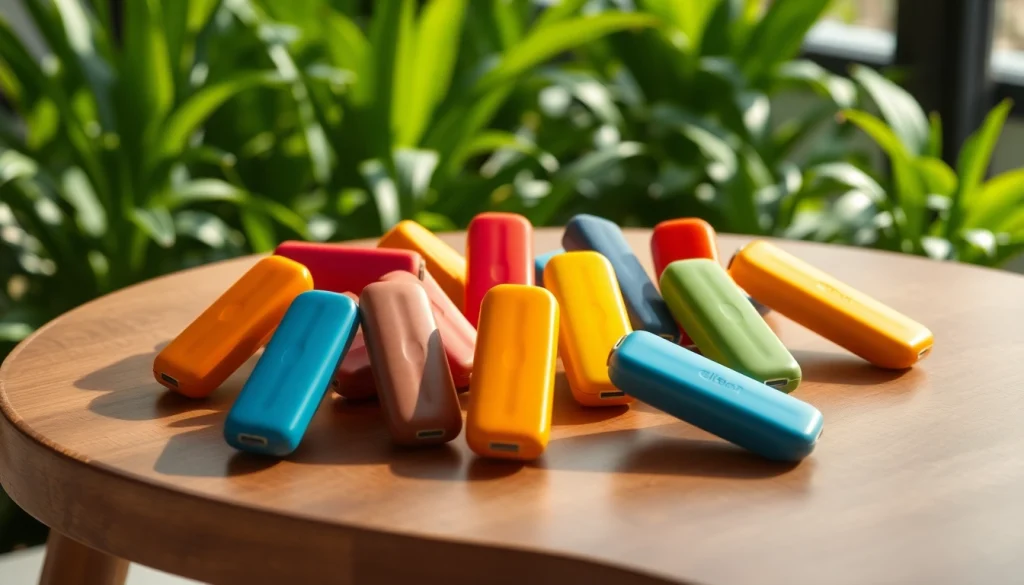 Die elfbar pods sind attraktiv auf einem Holztisch angeordnet und laden zum Genießen ein.