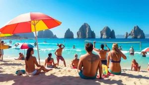 Engaging activities and lively atmosphere of Things to do in Cabo San Lucas highlighted in a sunny beach scene.