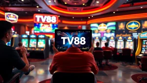 TV88 interactive online gambling experience with various games, showcasing a user-friendly design and vibrant atmosphere.